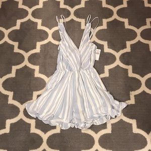 American Eagle Blue/White Striped Romper